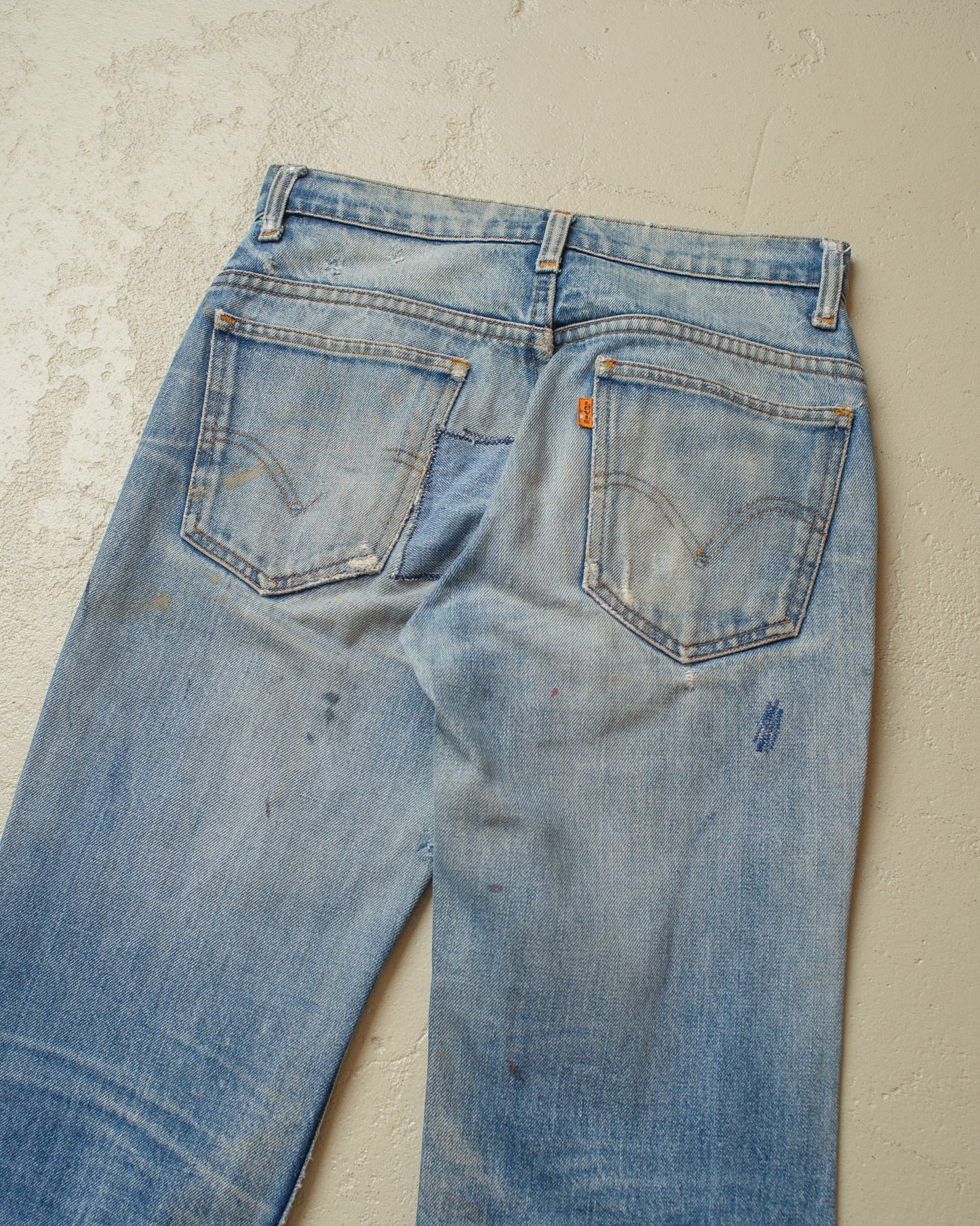 1980s Levi´s repaired Orange Tab Flared Jeans blue - W28 L33