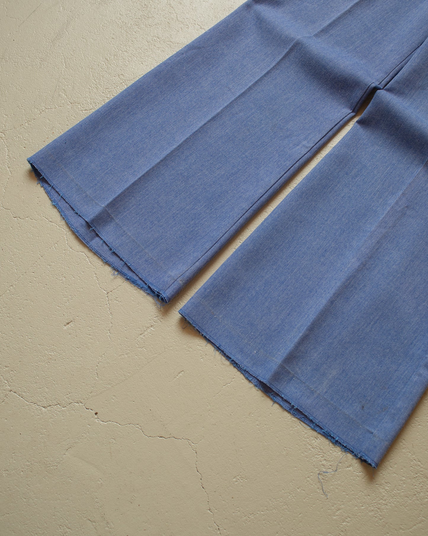 1970s Floral Pleated Bellbottom Pants blue - W28 L31