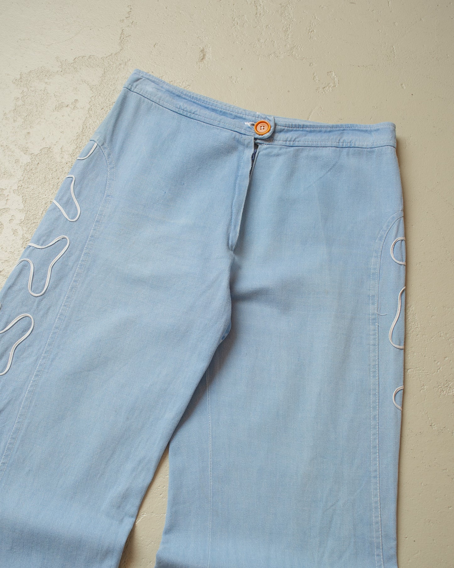 1970s Embroidered Bellbottom Jeans blue - W29 L31