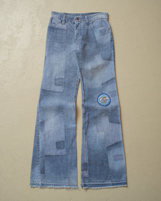 1970s Levi´s crazy faded Corduroy Flared Pants blue - W26 L30