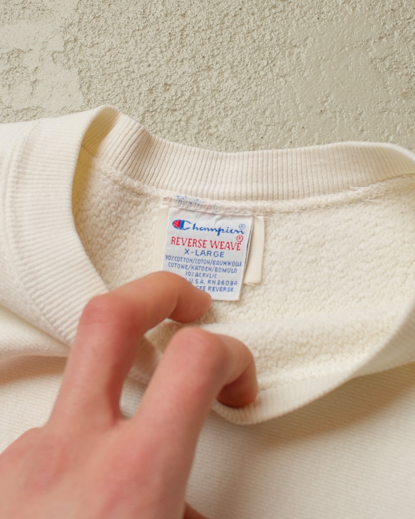 1990s Champion No Logo Reverse Weave Sweatshirt creme - L/XL