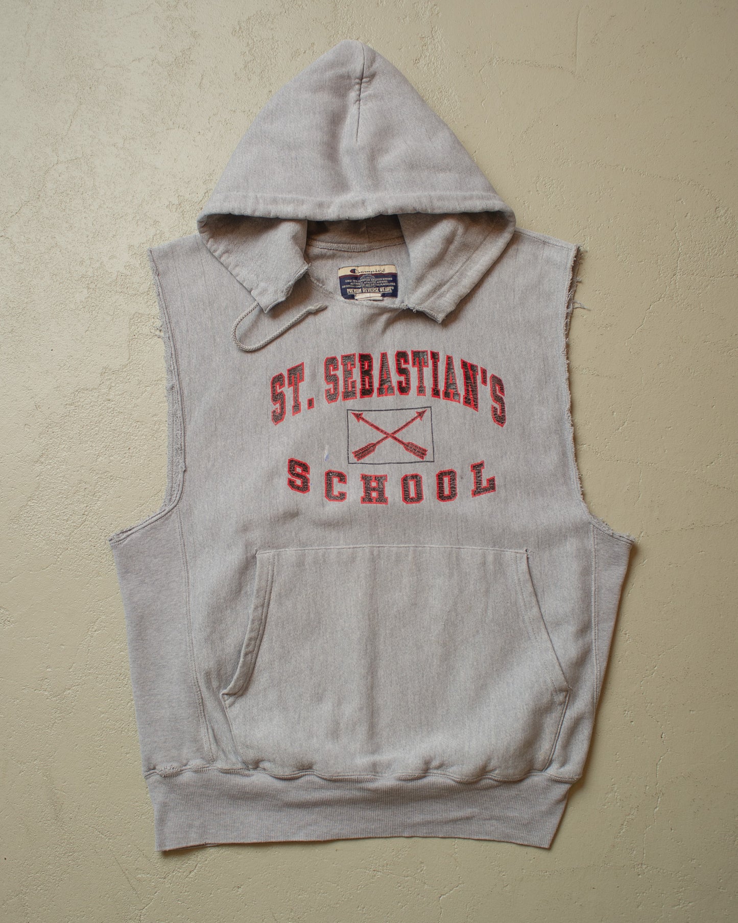 2000s Champion School Cut Off Hoodie grey - M/L