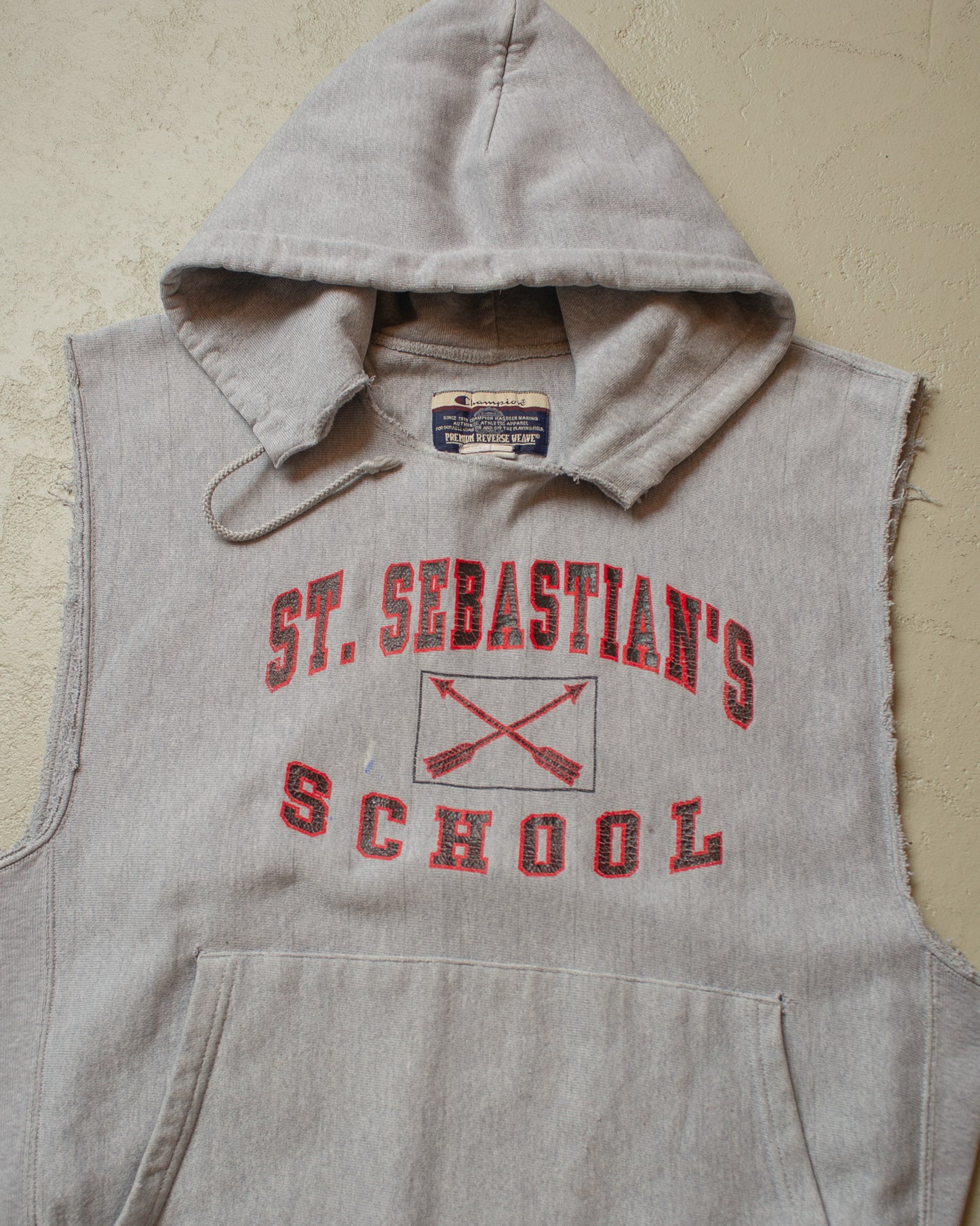 2000s Champion School Cut Off Hoodie grey - M/L