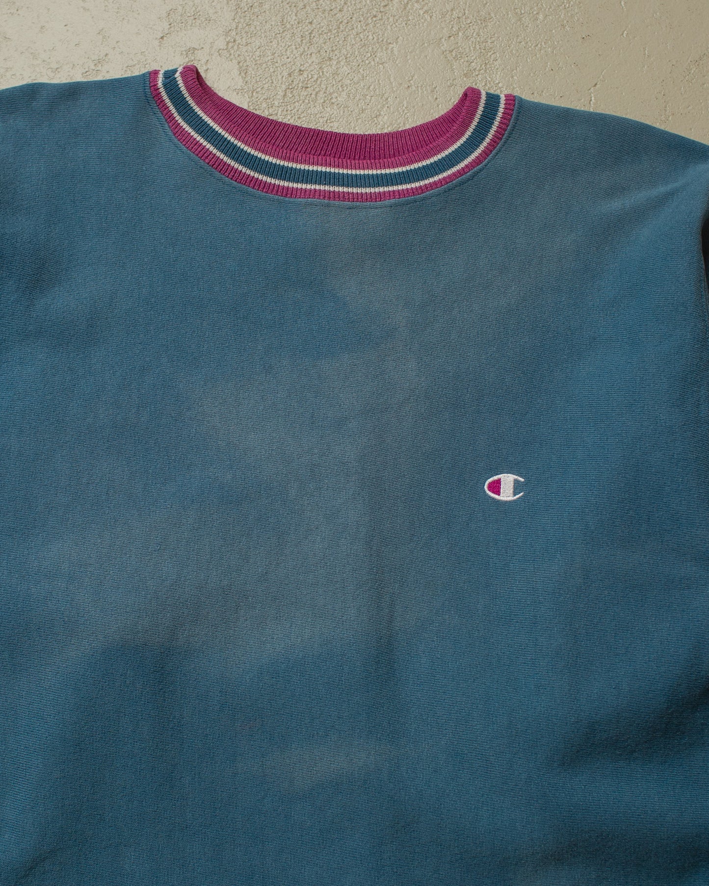 1990s Champion Logo Cut Off Reverse Weave Sweatshirt turquoise - XL