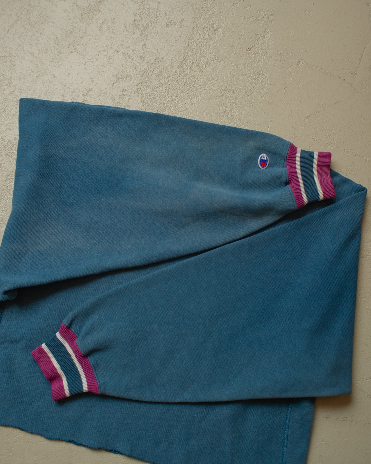 1990s Champion Logo Cut Off Reverse Weave Sweatshirt turquoise - XL