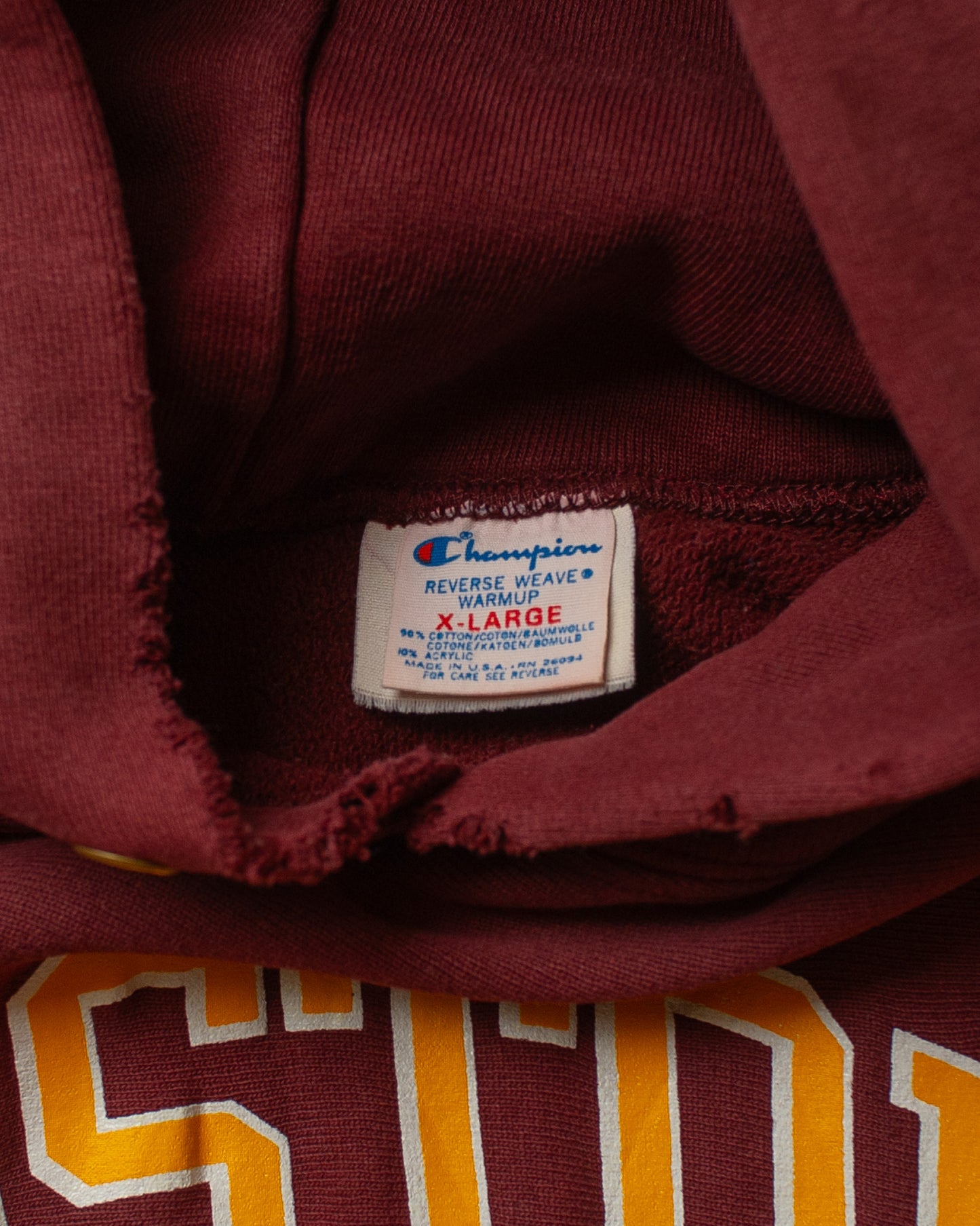 1980s Champion Boston College Reverse Weave Hoodie burgundy - L/XL