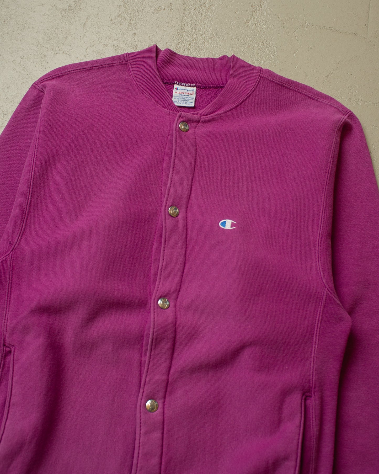 1990s Champion Logo Button Reverse Weave Sweatshirt pink - M/L