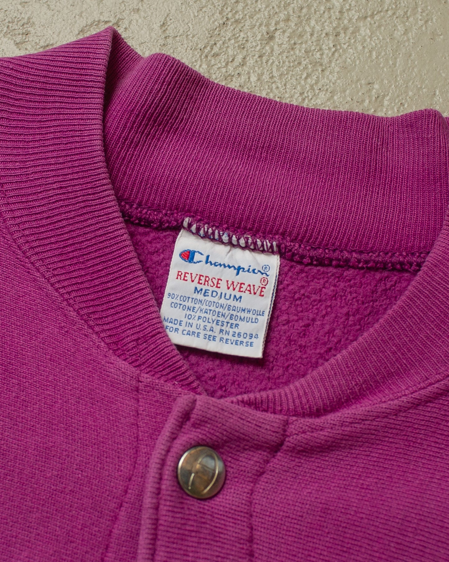 1990s Champion Logo Button Reverse Weave Sweatshirt pink - M/L