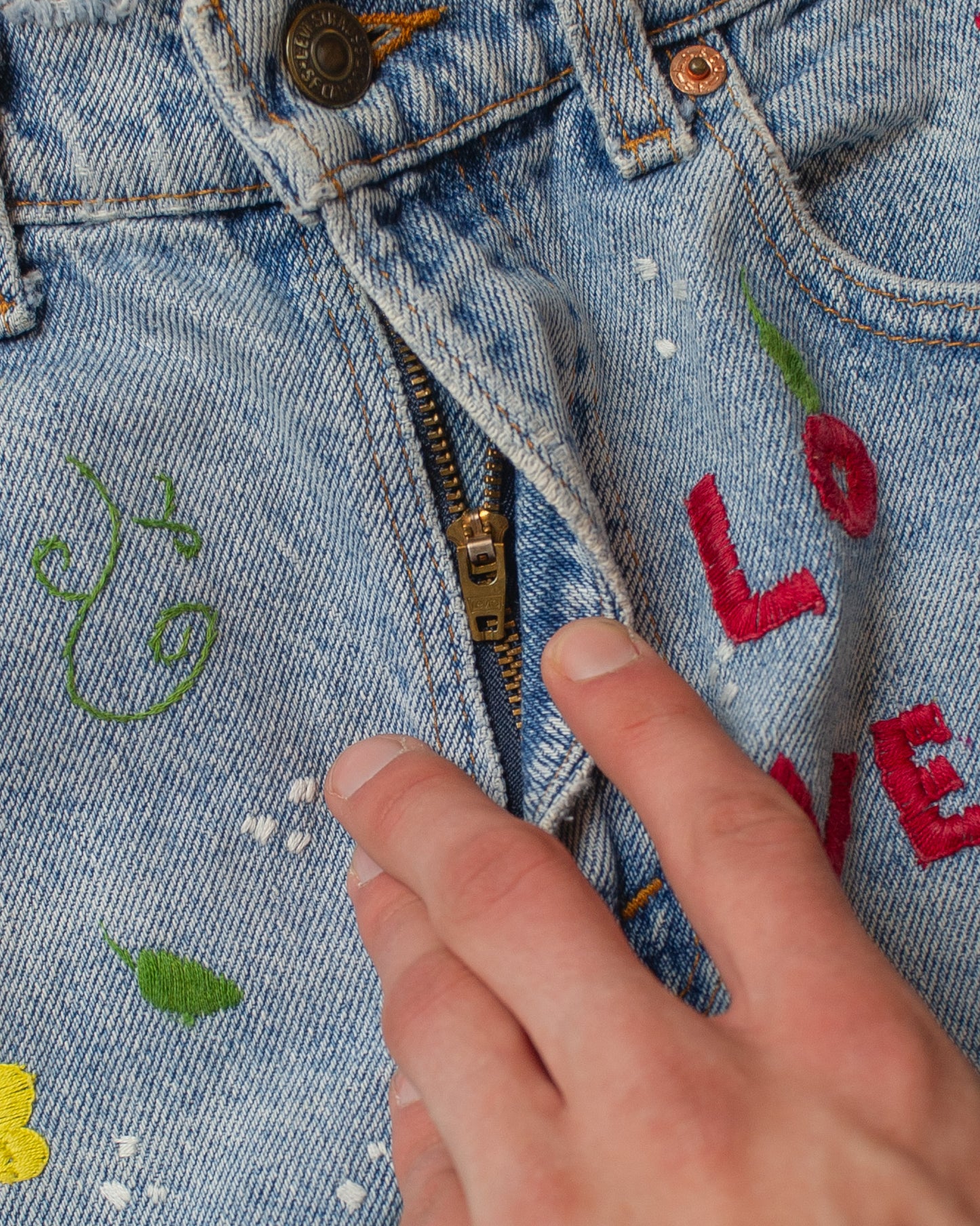 1991 Levi´s 501 Hand Embroidered Jeans blue - W29 L30