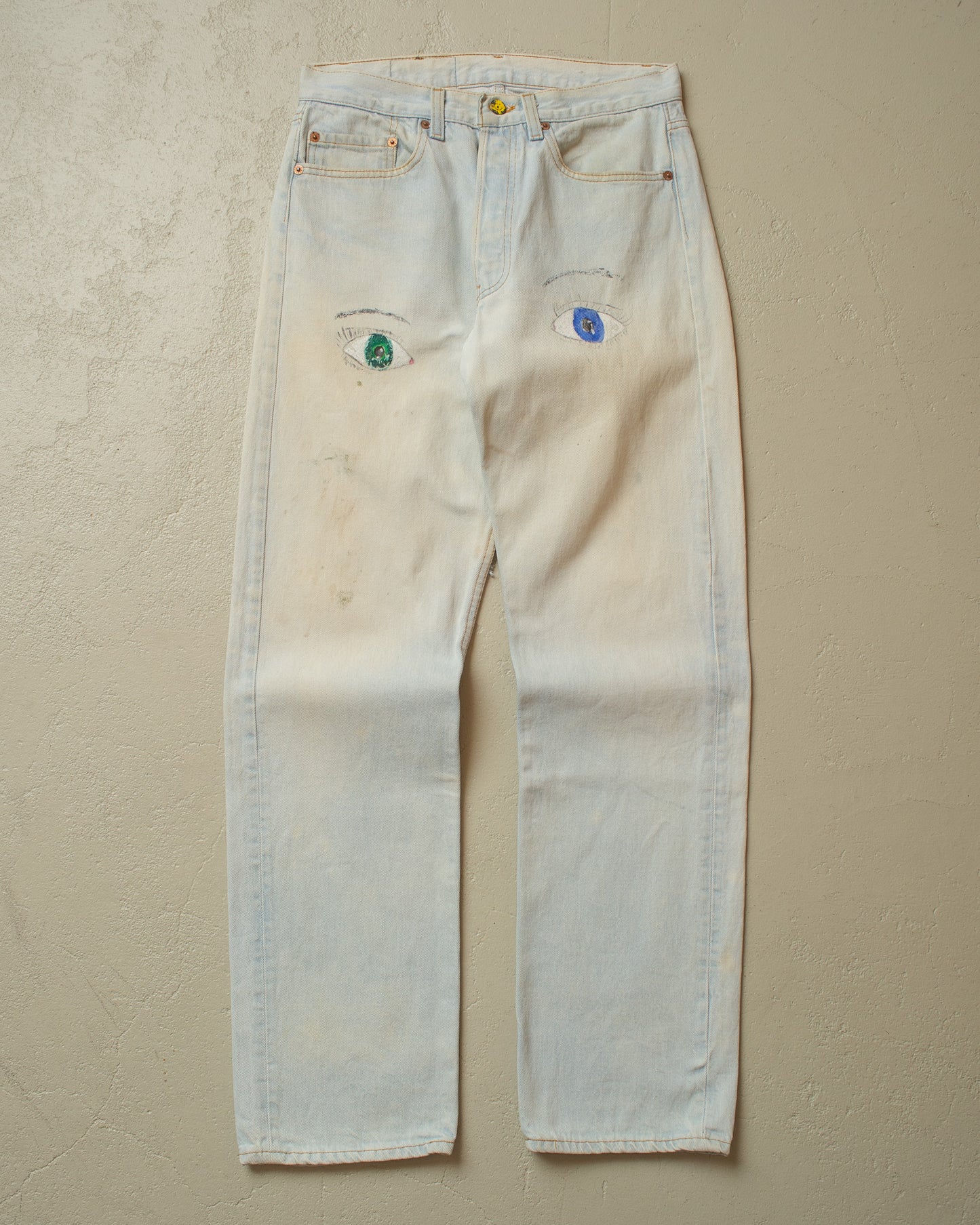 1987 Levi´s 501 Handpainted Smiley Jeans blue - W30 L32