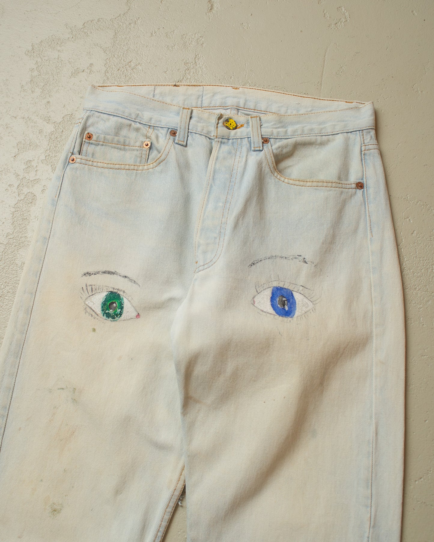 1987 Levi´s 501 Handpainted Smiley Jeans blue - W30 L32
