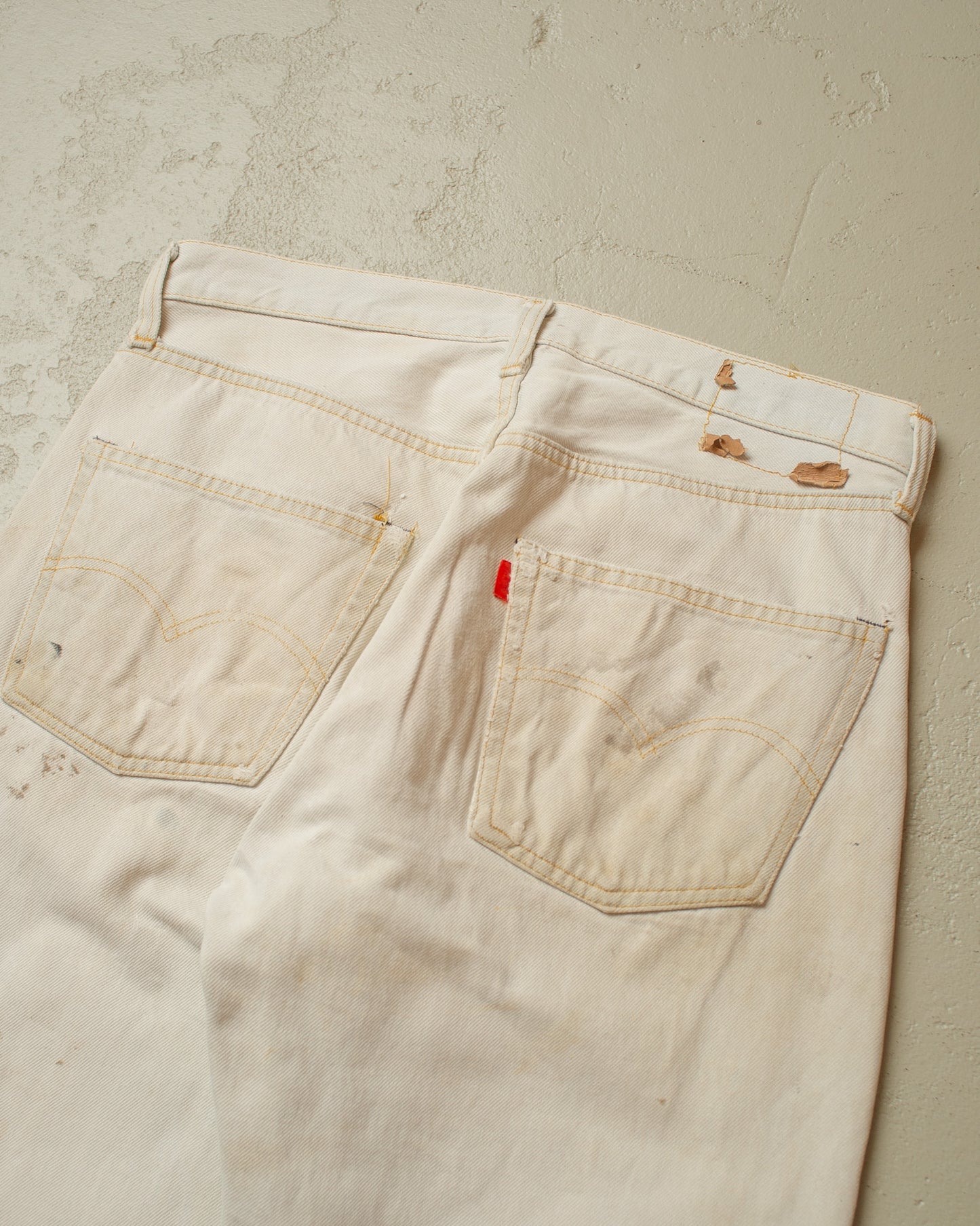 1980s Levi´s 501 Selvedge Overdyed Repaired Jeans white - W32 L31