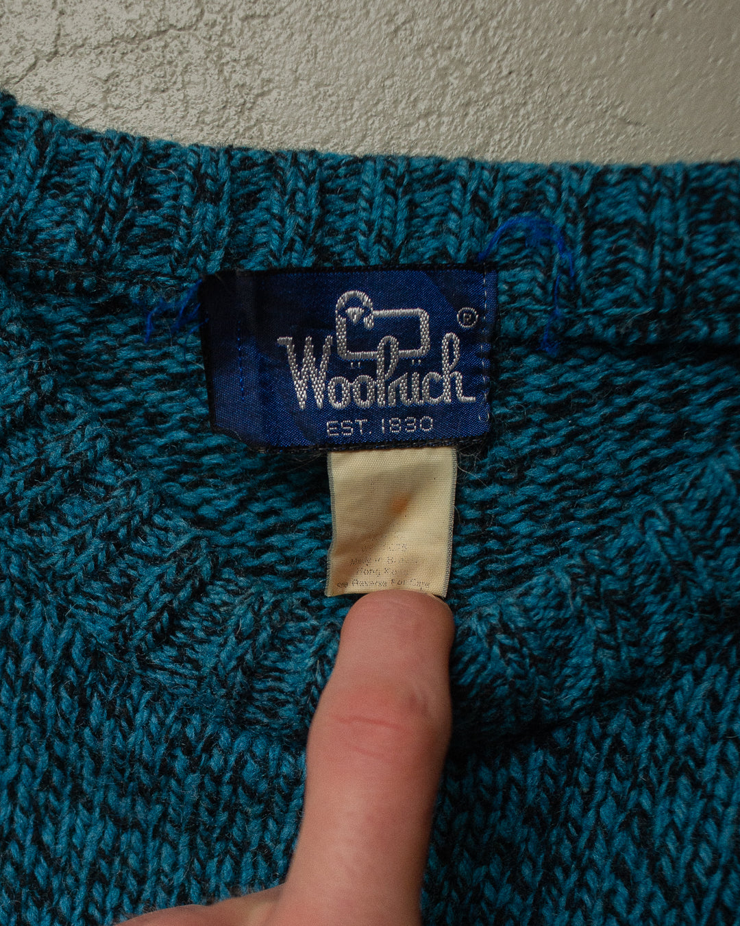 90s Woolrich Pattern Knit Sweater blue/black - M