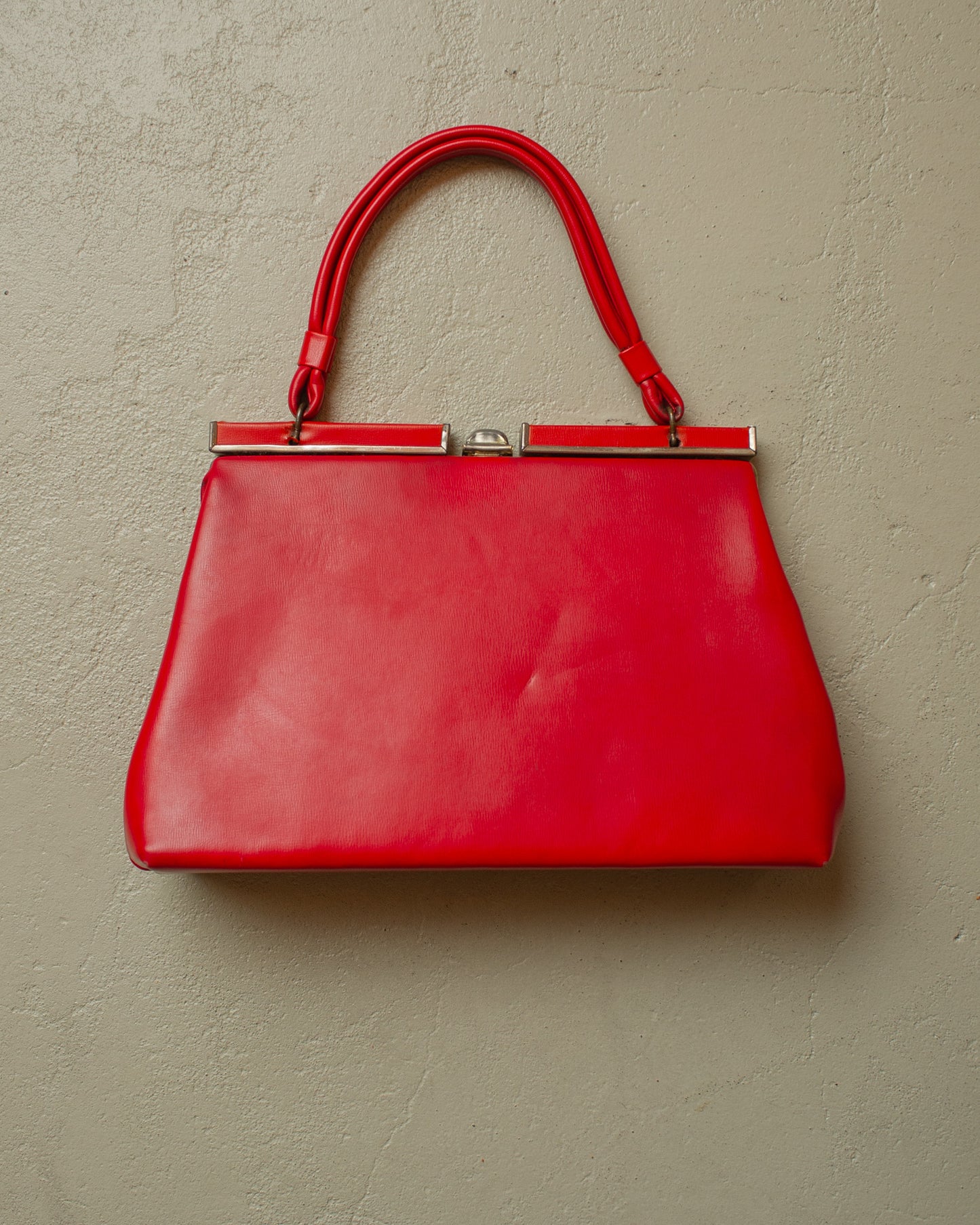1950s/60s Frame Leather Handbag red