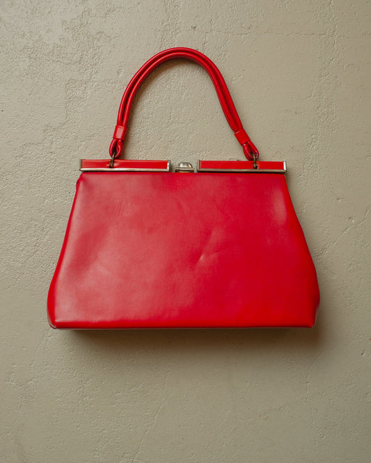 1950s/60s Frame Leather Handbag red