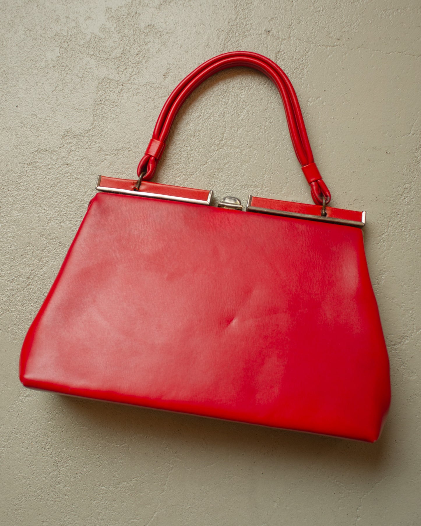 1950s/60s Frame Leather Handbag red