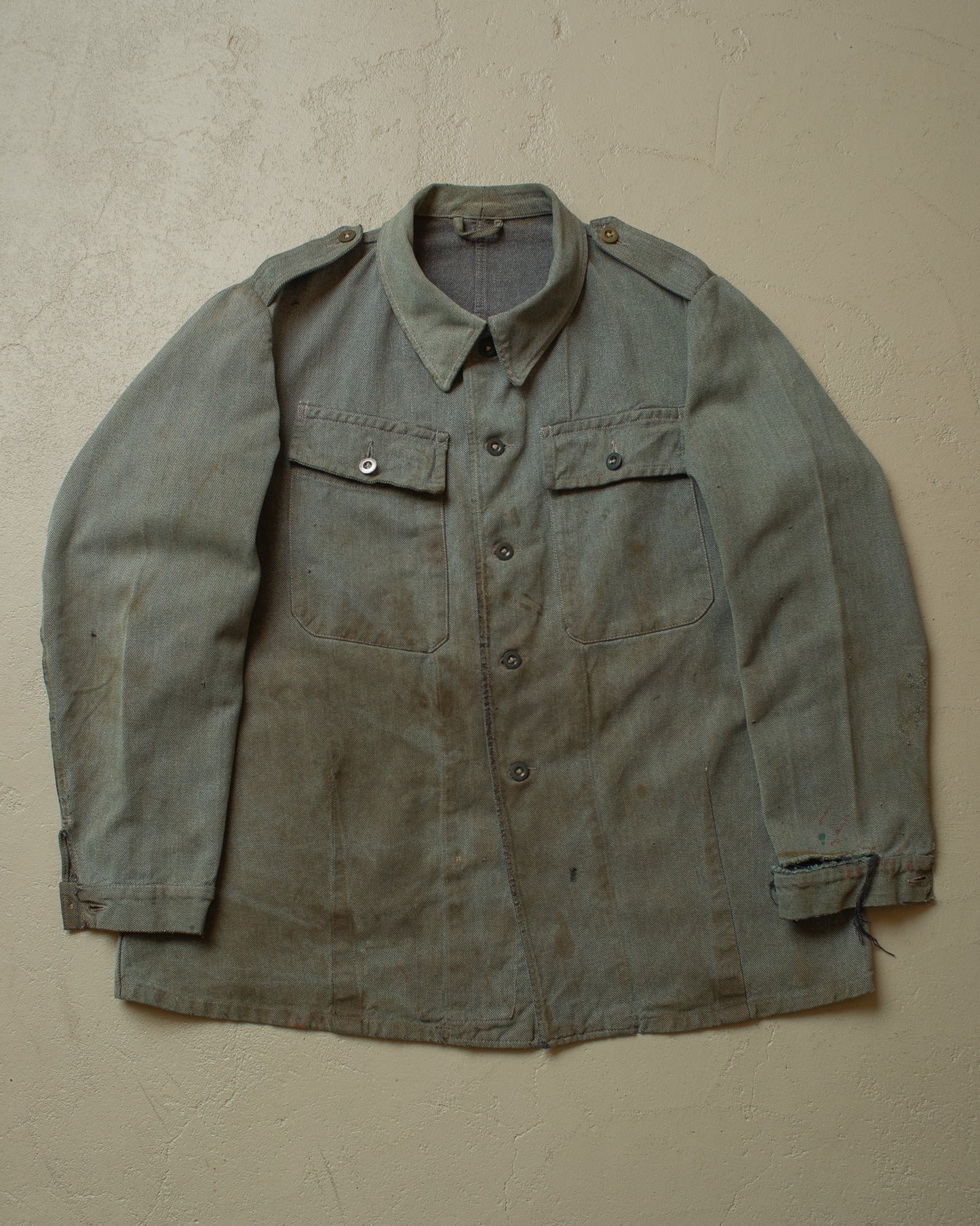 1950s/60s distressed Swiss Army Work Jacket grey - L