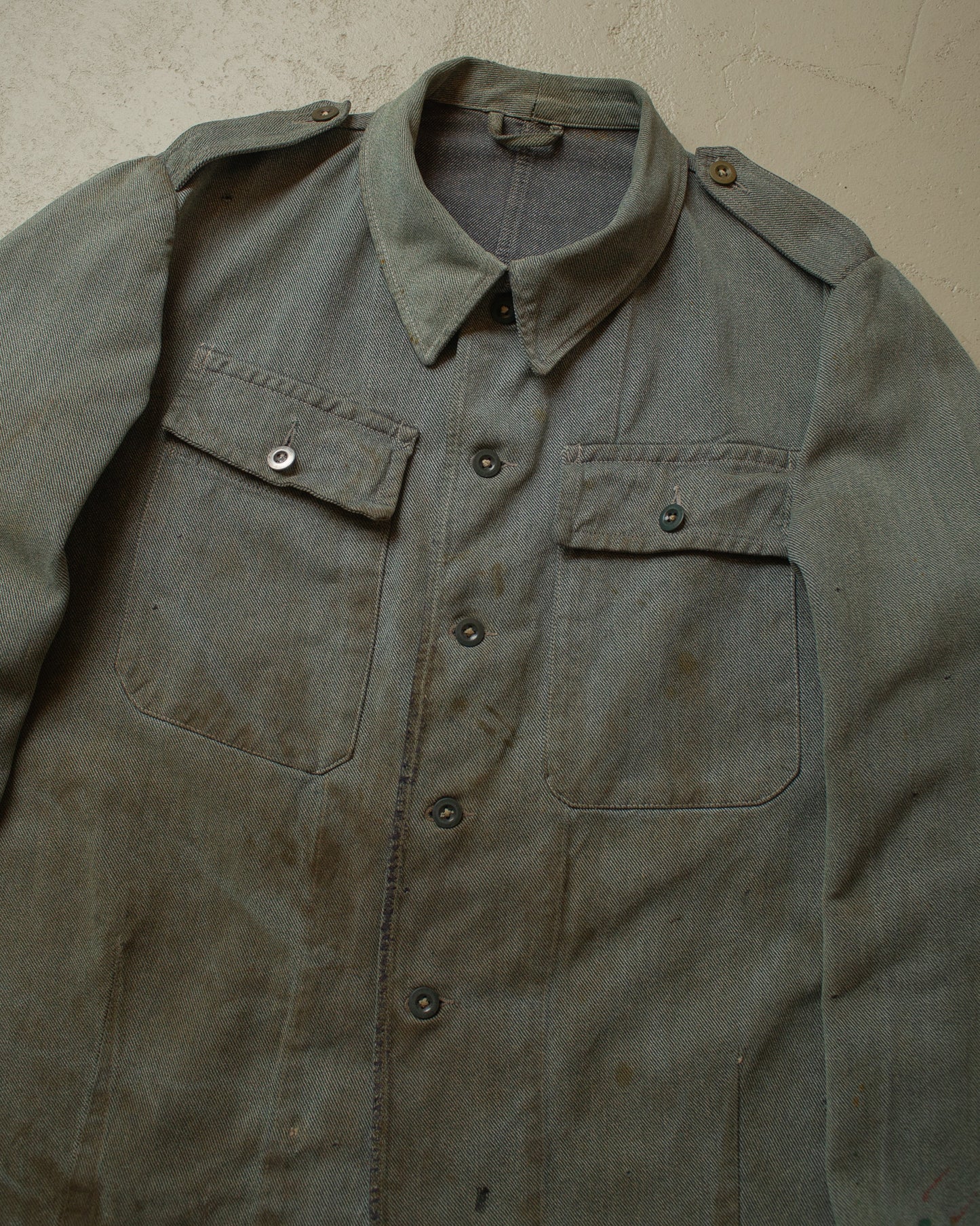 1950s/60s distressed Swiss Army Work Jacket grey - L