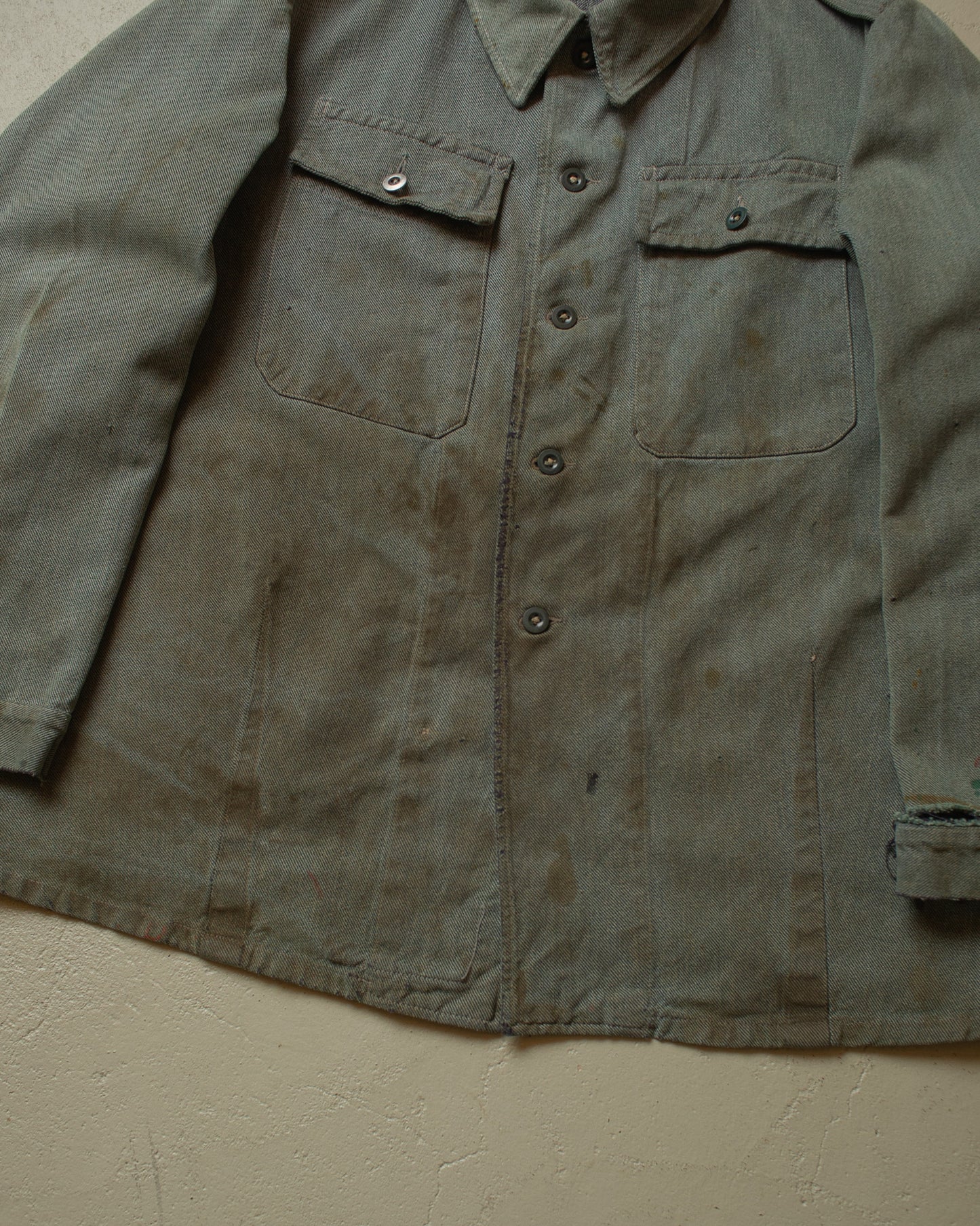 1950s/60s distressed Swiss Army Work Jacket grey - L