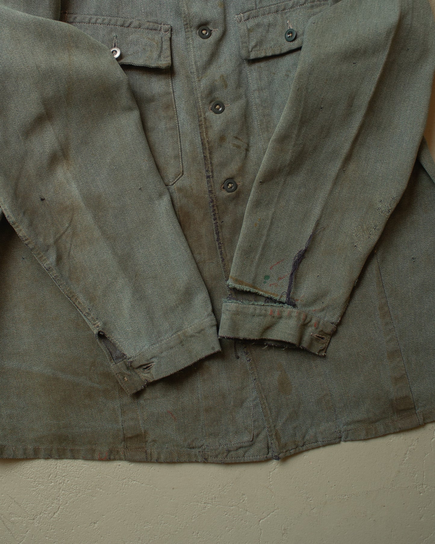 1950s/60s distressed Swiss Army Work Jacket grey - L