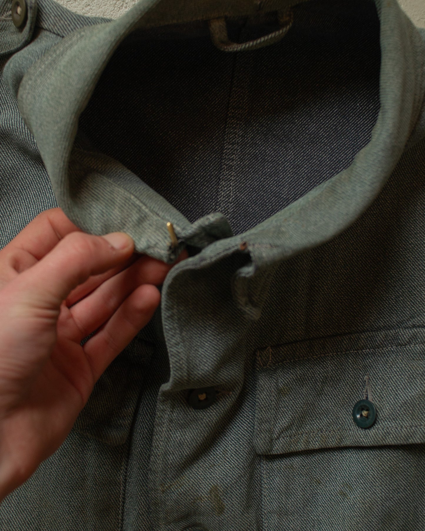 1950s/60s distressed Swiss Army Work Jacket grey - L