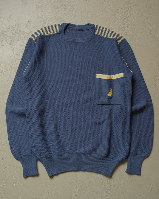 80s Two Tone Knit Sweater blue/yellow - M/L