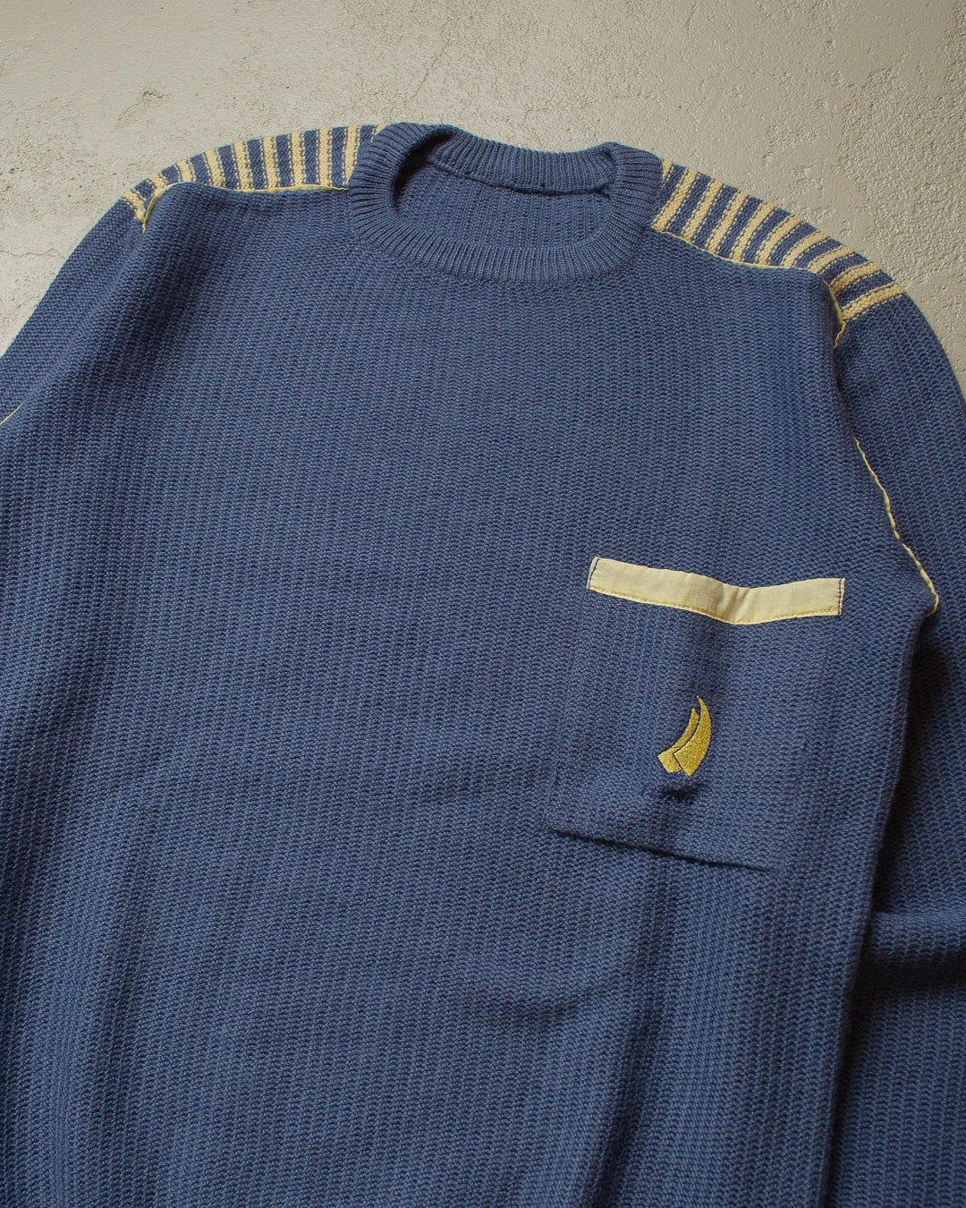 80s Two Tone Knit Sweater blue/yellow - M/L