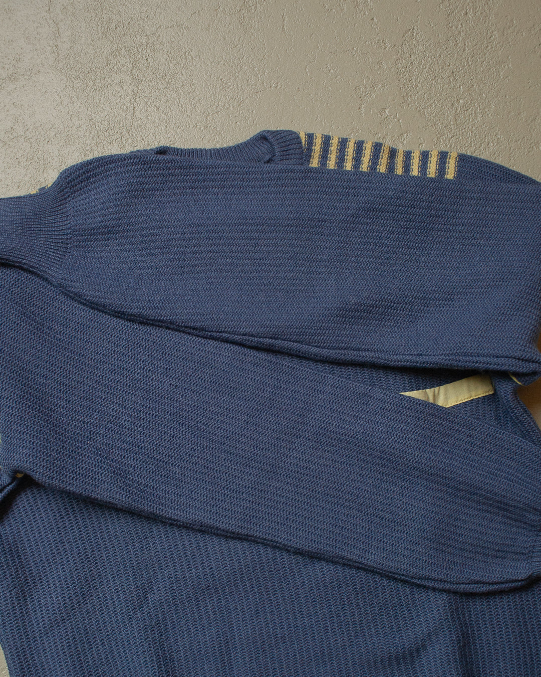 80s Two Tone Knit Sweater blue/yellow - M/L