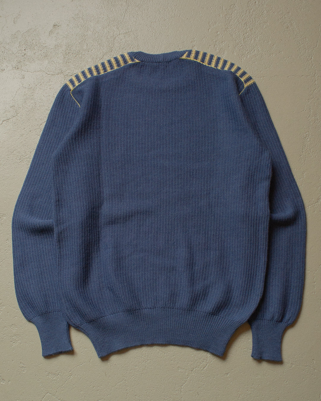 80s Two Tone Knit Sweater blue/yellow - M/L