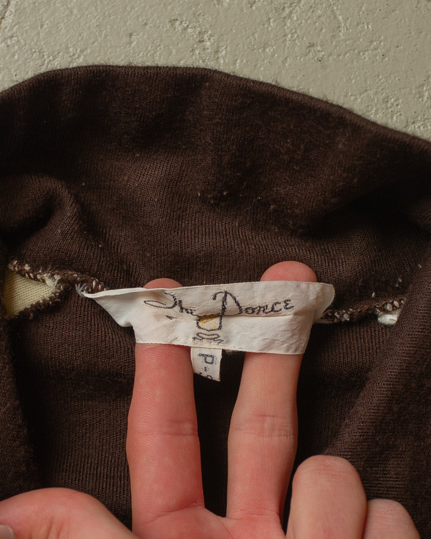 1970s Two Tone Knit Jacket beige/brown - M