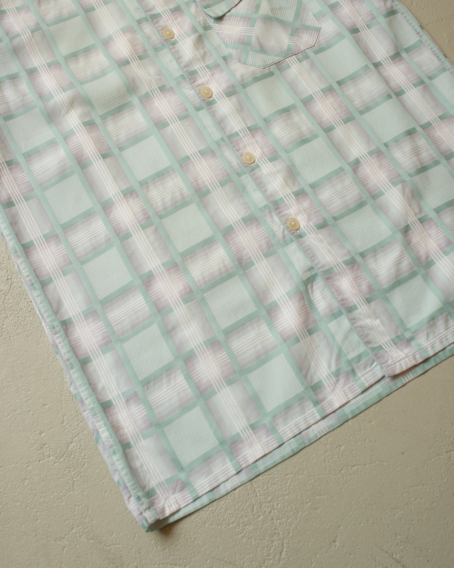 1950s F.M. Hämmerle checkered Short Sleeve Shirt light blue - L/XL