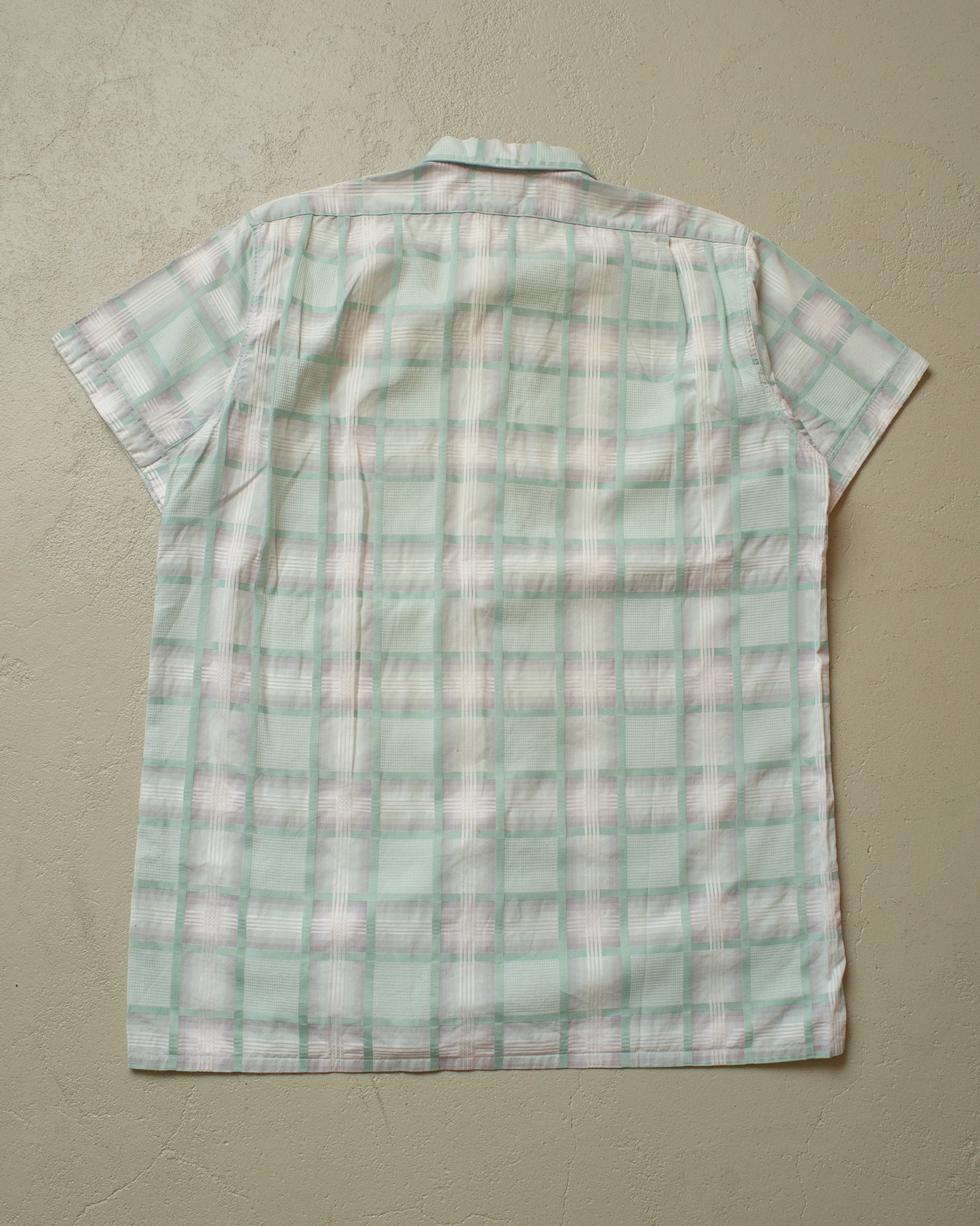 1950s F.M. Hämmerle checkered Short Sleeve Shirt light blue - L/XL