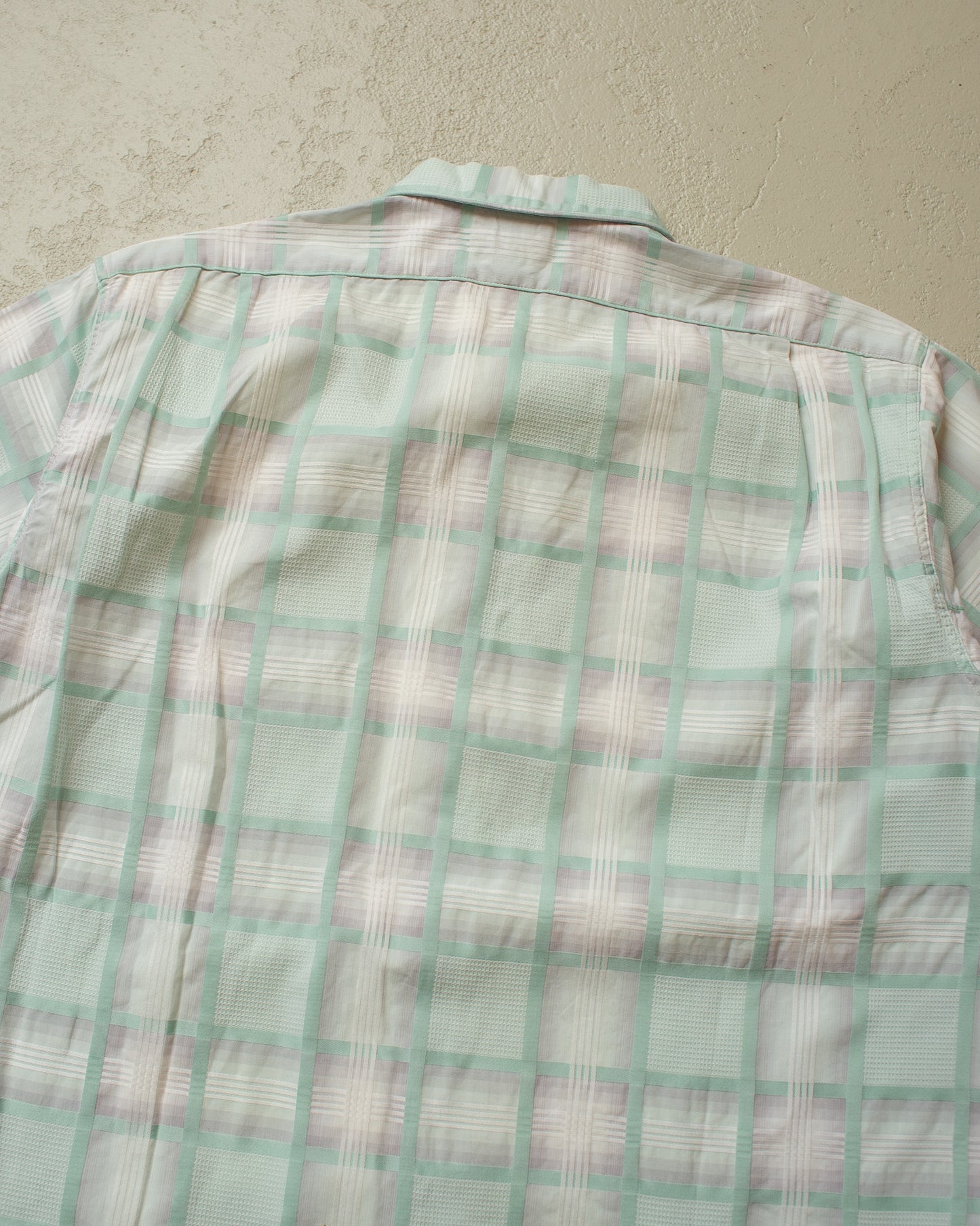 1950s F.M. Hämmerle checkered Short Sleeve Shirt light blue - L/XL