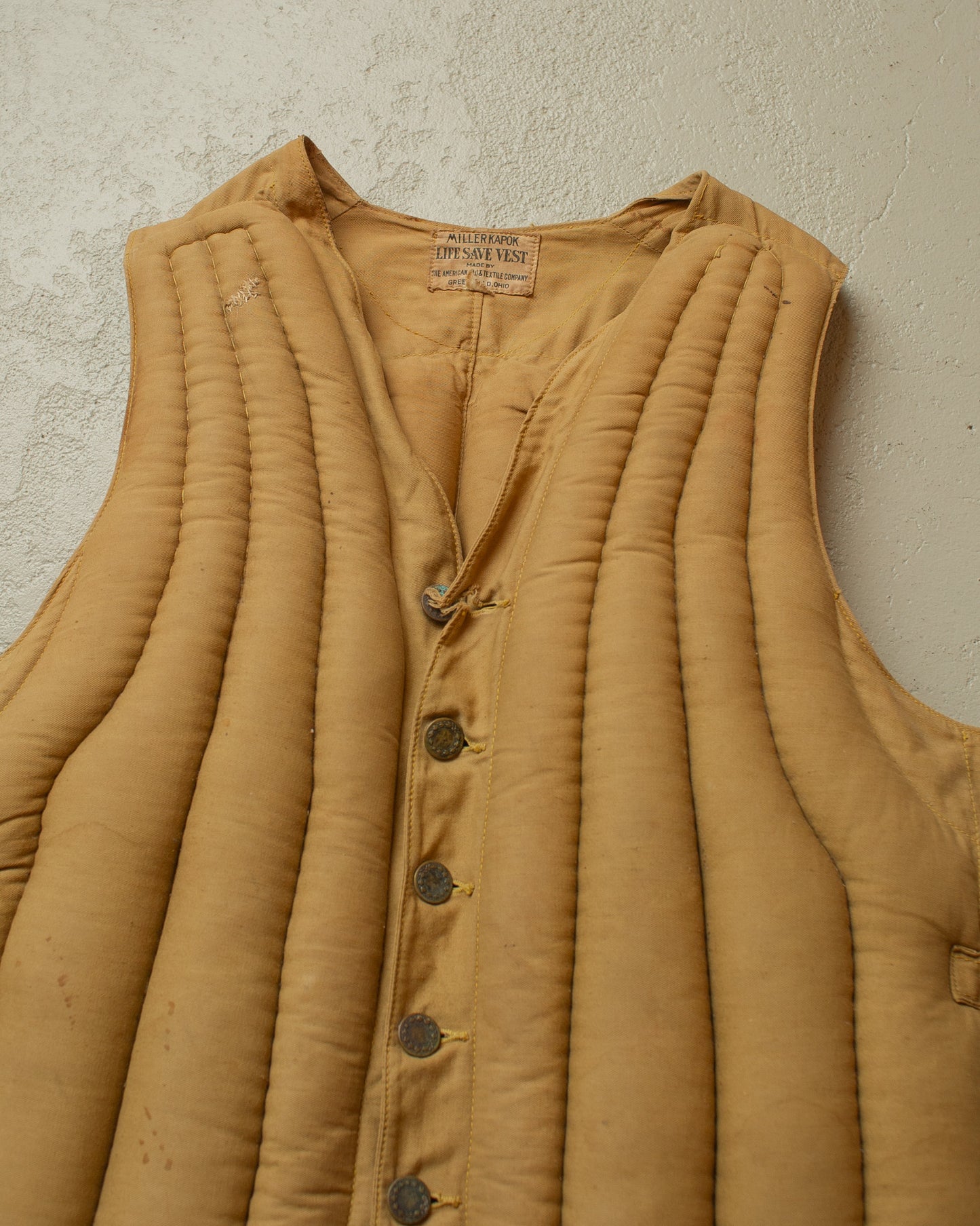 1930s/40s Miller Kapok US Army Life Save Vest beige - S/M