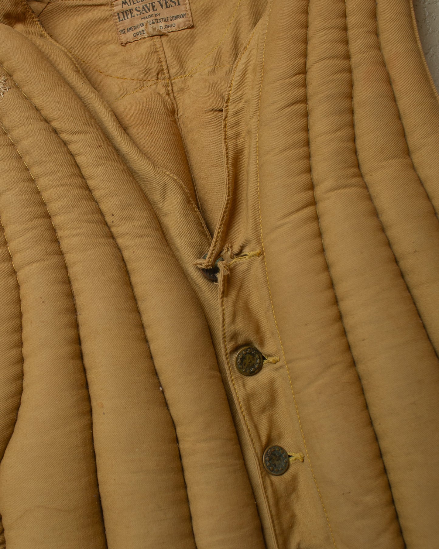 1930s/40s Miller Kapok US Army Life Save Vest beige - S/M