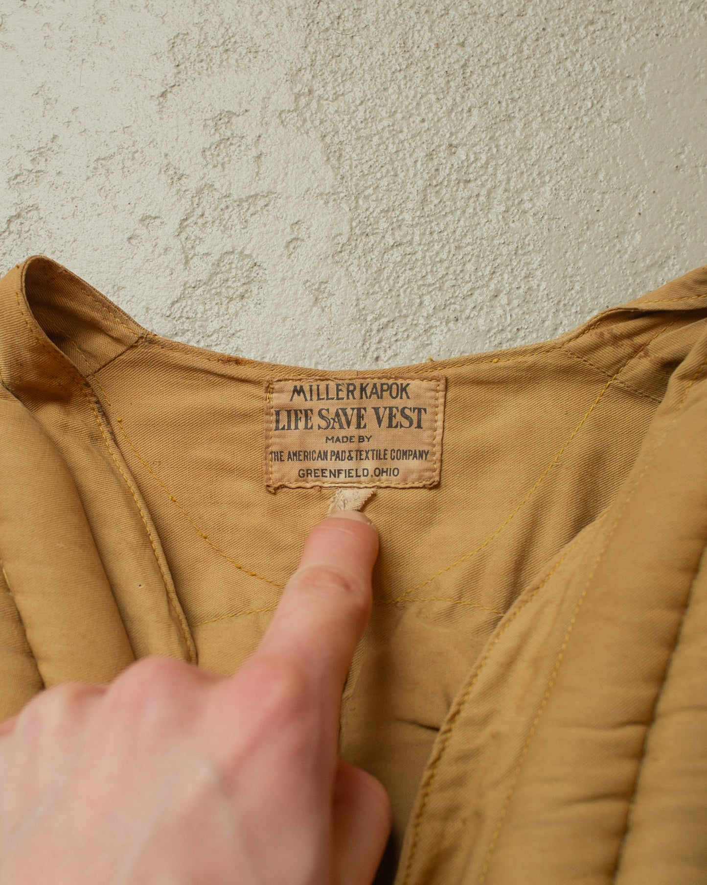 1930s/40s Miller Kapok US Army Life Save Vest beige - S/M