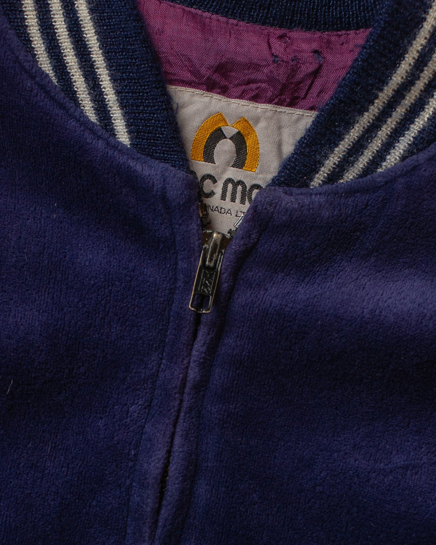 1970s Mac Mor Velour Bomber Jacket navyblue - L
