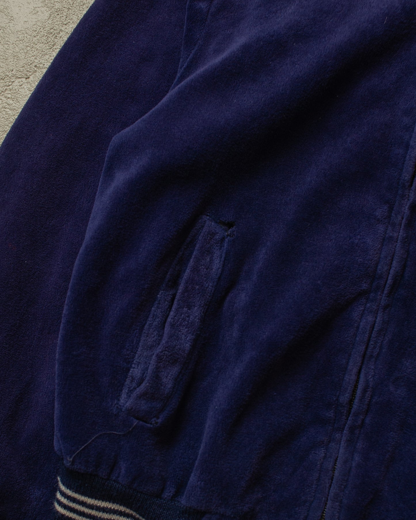 1970s Mac Mor Velour Bomber Jacket navyblue - L