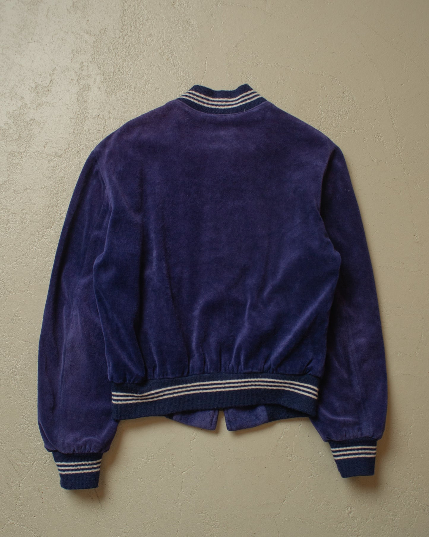 1970s Mac Mor Velour Bomber Jacket navyblue - L