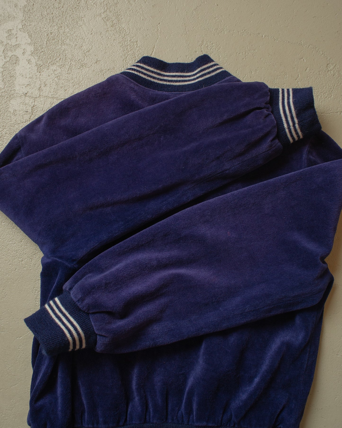 1970s Mac Mor Velour Bomber Jacket navyblue - L