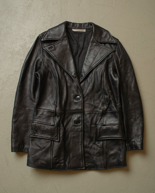 1960s/70s Womens Leather Jacket black - M