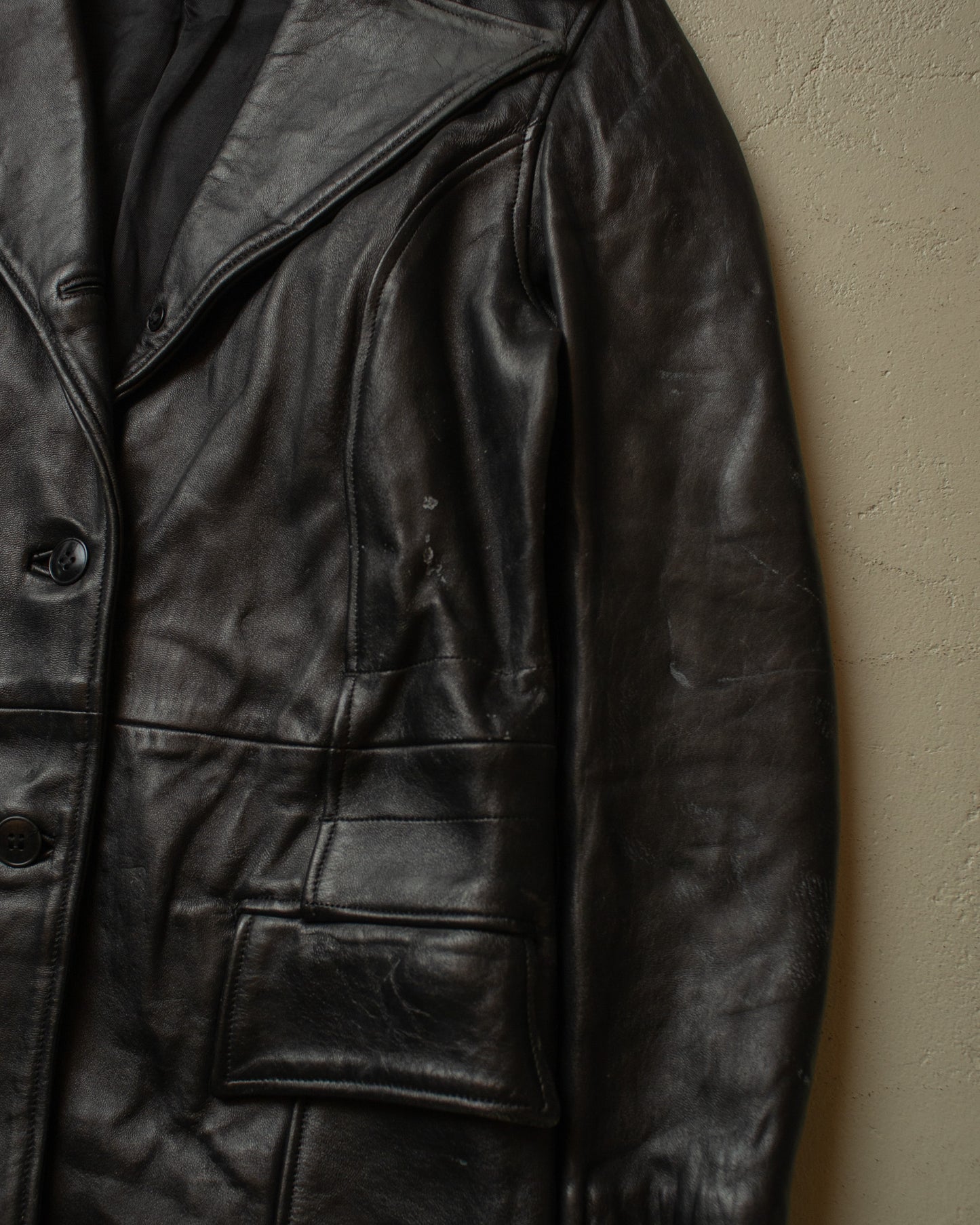1960s/70s Womens Leather Jacket black - M