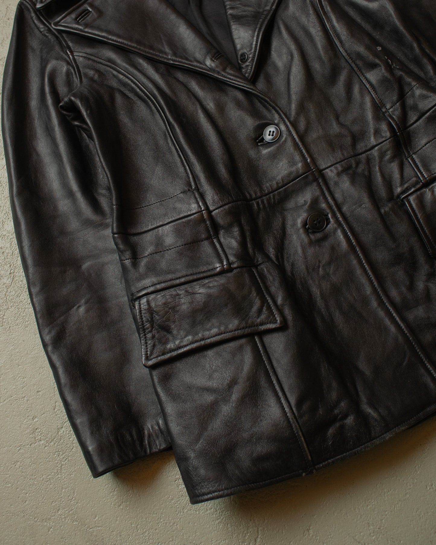 1960s/70s Womens Leather Jacket black - M