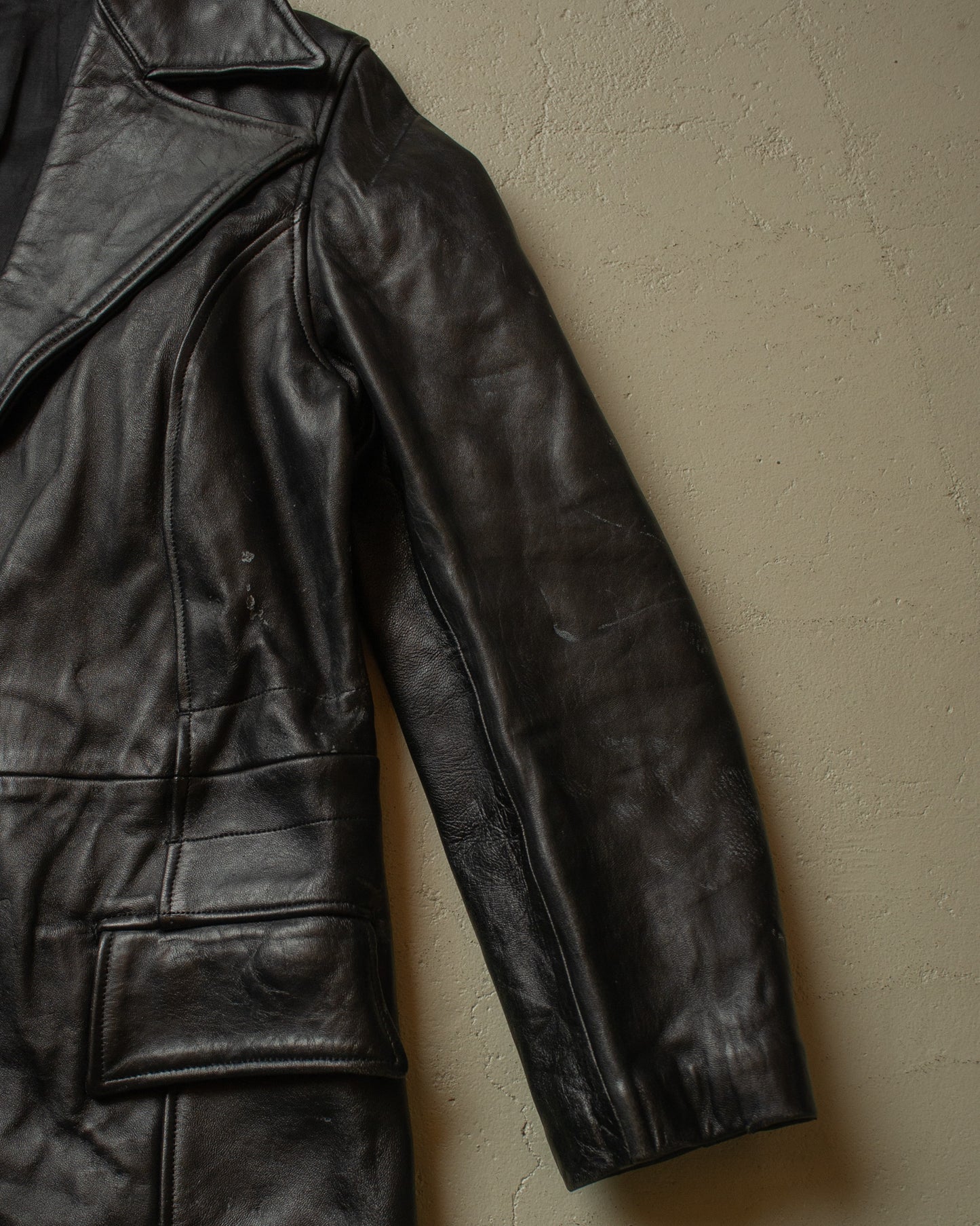 1960s/70s Womens Leather Jacket black - M