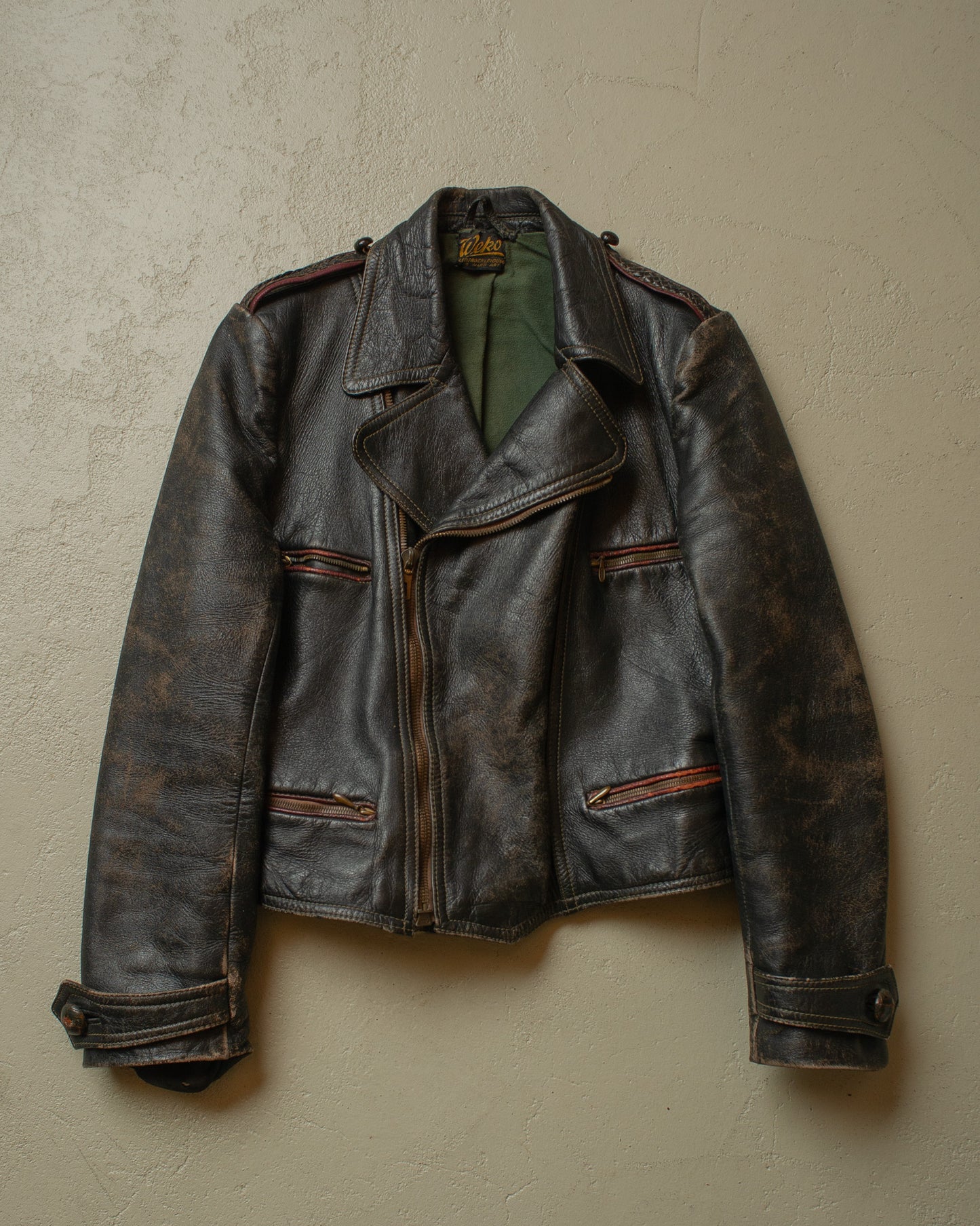 1950s Weko Biker Leather Jacket black - S