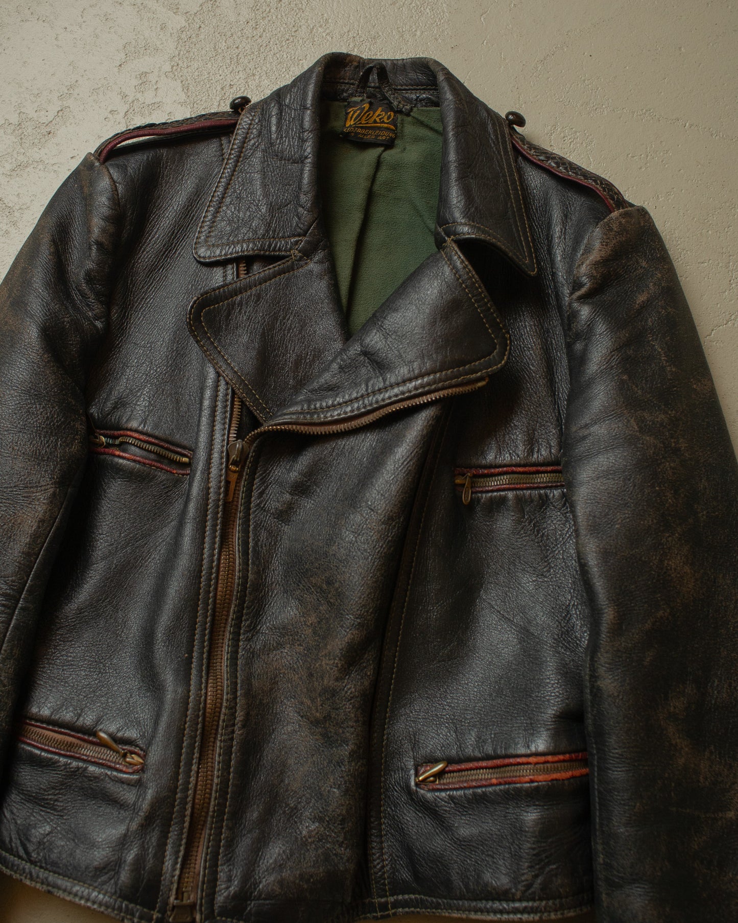 1950s Weko Biker Leather Jacket black - S