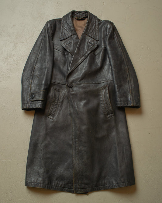 1950s Leather Coat black - M