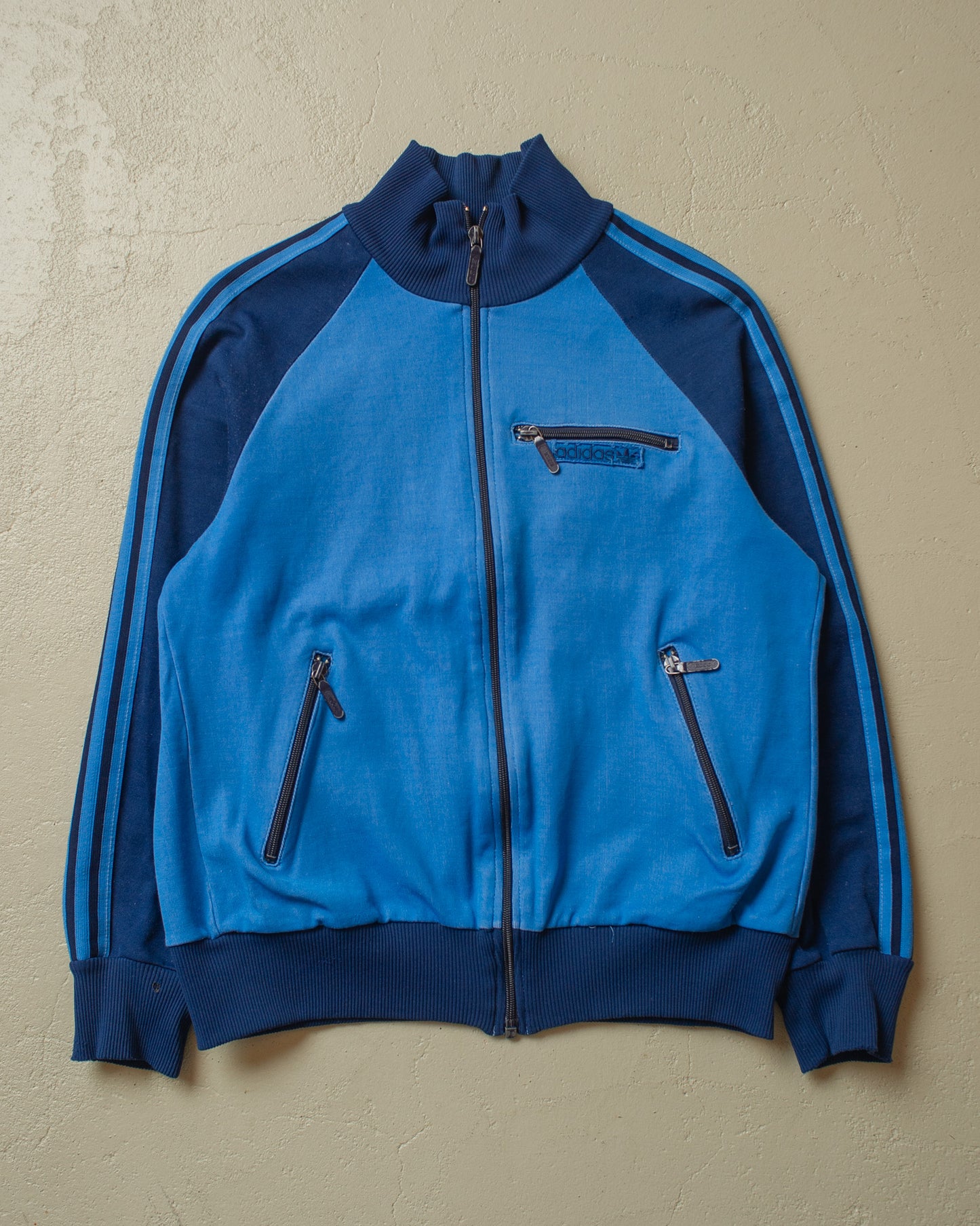 1980s Adidas Two Tone Track Jacket blue - S/M