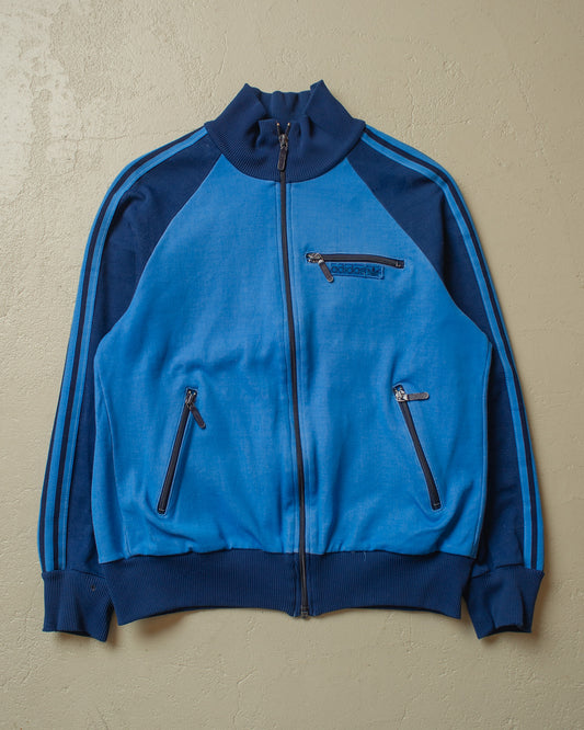 1980s Adidas Two Tone Track Jacket blue - S/M