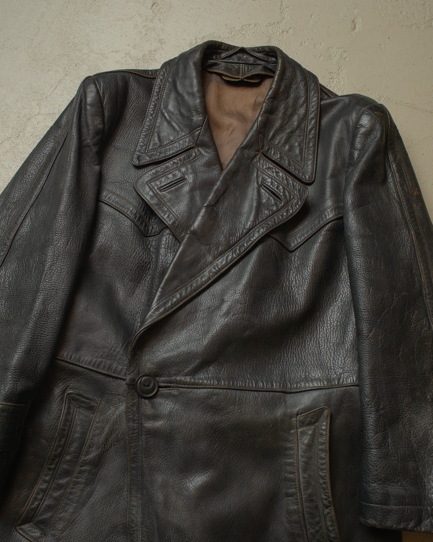 1950s Leather Coat black - M